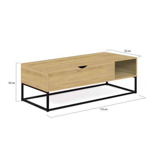 Table Basse Plateau Relevable Rectangulaire Detroit Avec Rangements Design Industriel