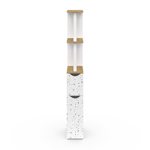 Meuble Wc étagère Willy 2 Portes Motif Terrazzo Et Hêtre