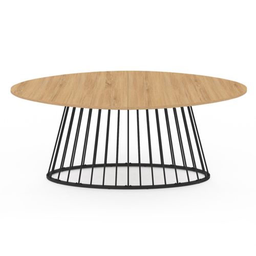 Table à Manger Ovale Yuna 10 Personnes Plateau Bois Et Pied Filaire En Métal Noir 200 Cm