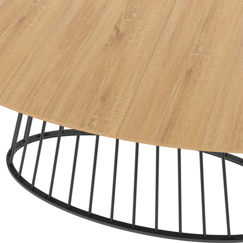 Table à Manger Ovale Yuna 10 Personnes Plateau Bois Et Pied Filaire En Métal Noir 200 Cm