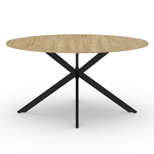 Table à Manger Ovale Alix 8 Personnes Pied Araignée Bois Et Noir 150 Cm
