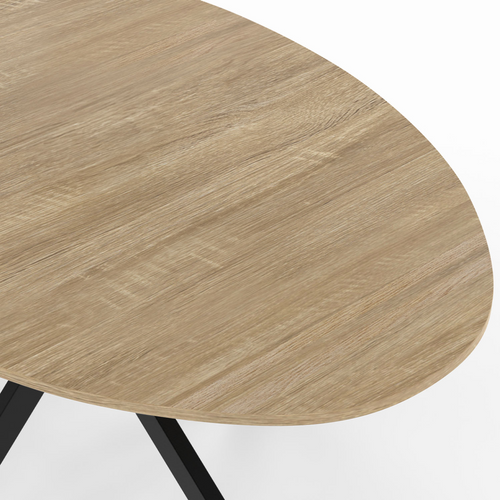 Table à Manger Ovale Alix 8 Personnes Pied Araignée Bois Et Noir 150 Cm