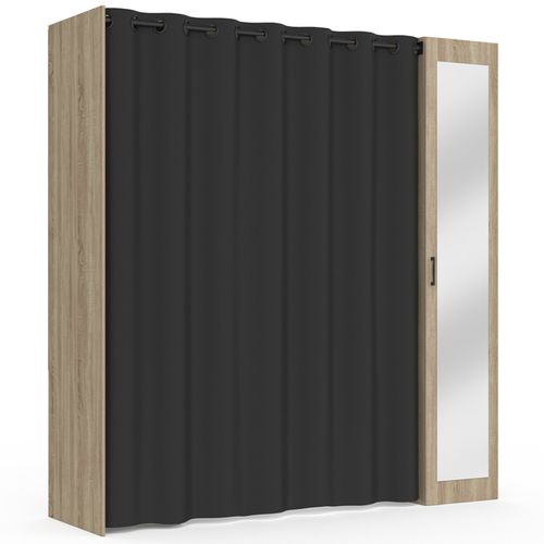 Dressing Extensible Meryl 145/170 X 50 X 180 Cm Hêtre Avec étagères + Double Penderie + Miroir + Rid
