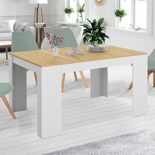 Table Console Extensible Orlando 6 Personnes 140 Cm Bois Blanc Et Façon Hêtre