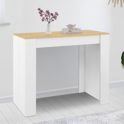 Table Console Extensible Orlando 6 Personnes 140 Cm Bois Blanc Et Façon Hêtre