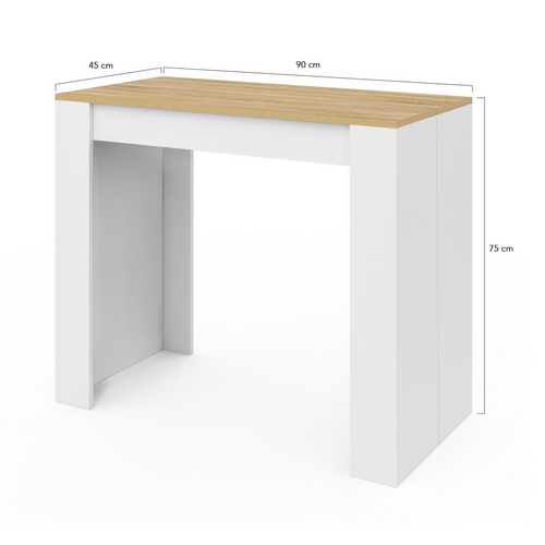 Table Console Extensible Orlando 6 Personnes 140 Cm Bois Blanc Et Façon Hêtre