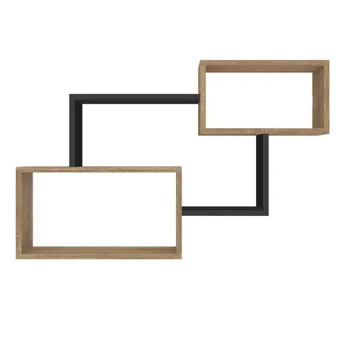 Etagère Murale Double Position Louane Bois Façon Hêtre Et Noir