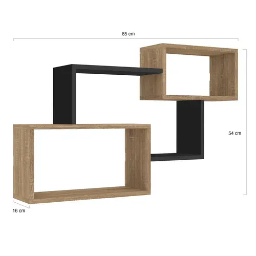Etagère Murale Double Position Louane Bois Façon Hêtre Et Noir