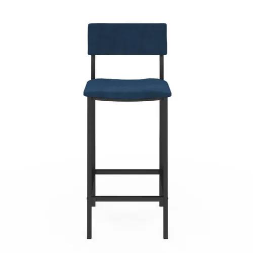 Lot De 4 Tabourets De Bar Aubin Avec Dossier Chaise De Cuisine Velours Mix Color Bleu, Gris Clair, G