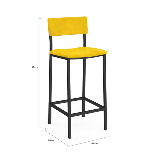 Lot De 4 Tabourets De Bar Aubin Avec Dossier Chaise De Cuisine Velours Mix Color Bleu, Gris Clair, G