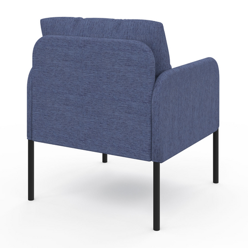 Fauteuil Auguste Tissu Bleu Pieds Métal Noir