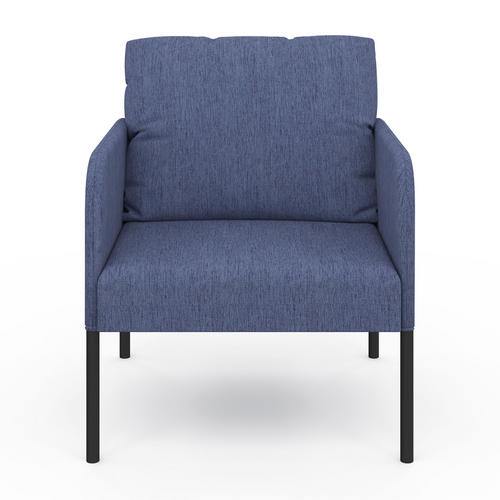 Fauteuil Auguste Tissu Bleu Pieds Métal Noir