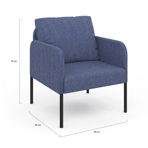 Fauteuil Auguste Tissu Bleu Pieds Métal Noir