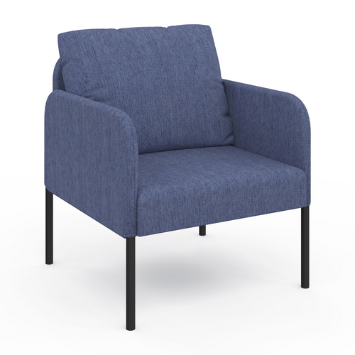 Fauteuil Auguste Tissu Bleu Pieds Métal Noir