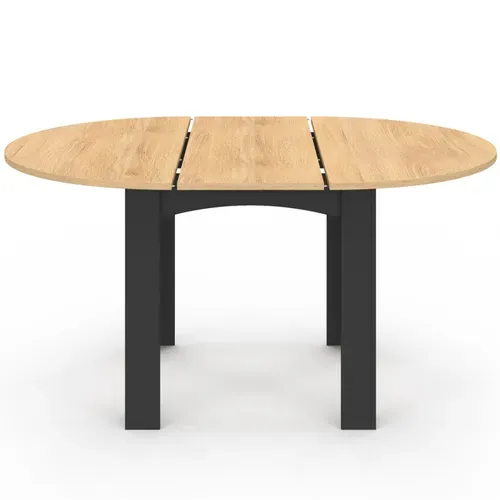 Ensemble Table à Manger Extensible Ronde Dona Noire Plateau Façon Hêtre 110 - 150 Cm Et 6 Chaises