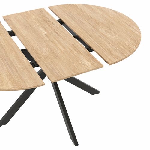 Ensemble Table À Manger Extensible Ronde Alix Bois Et Noir 110-150 Cm Et 4 Chaises Thalya Velours Be
