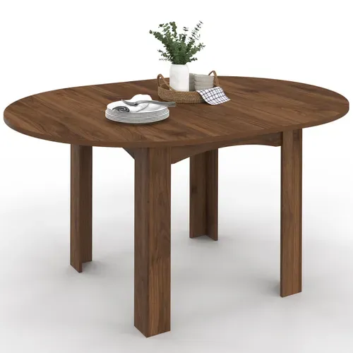 Table À Manger Extensible Ronde Dona 4-8 Personnes Noyer 110-150 Cm