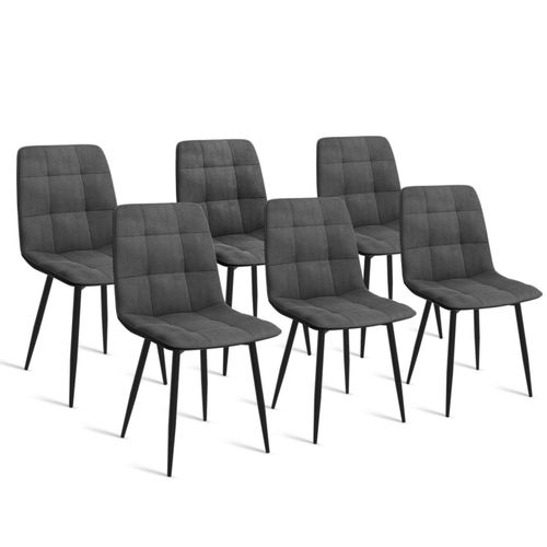 Ensemble Table à Manger Rectangle Alix 160 Cm Bois Et Noir Et 6 Chaises Mila En Velours Gris Foncé