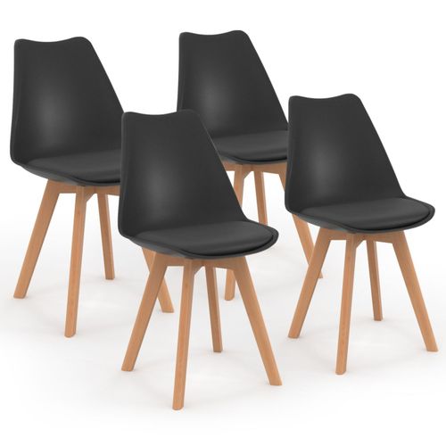 Ensemble Table à Manger Ronde Alix 110 Cm Bois Et Noir Et 4 Chaises Sara Noires