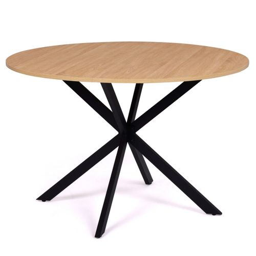Ensemble Table à Manger Ronde Alix 110 Cm Bois Et Noir Et 4 Chaises Sara Noires
