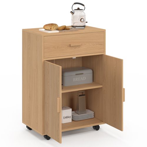 Desserte De Cuisine Juliette Placard Avec Tiroir Effet Lattes Tasseau Bois L.60 Cm