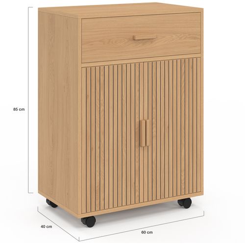 Desserte De Cuisine Juliette Placard Avec Tiroir Effet Lattes Tasseau Bois L.60 Cm