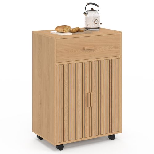 Desserte De Cuisine Juliette Placard Avec Tiroir Effet Lattes Tasseau Bois L.60 Cm