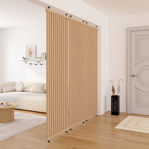 Cloison De Séparation Claustra 250 X 80 Cm En Tasseaux De Bois Coloris Chêne