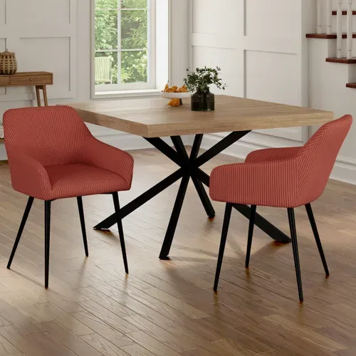 Lot De 2 Chaises De Salle à Manger, Fauteuils De Table Jany En Velours Côtelé Terracotta