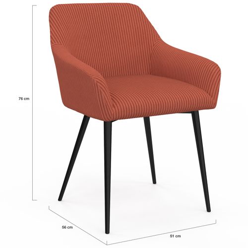 Lot De 2 Chaises De Salle à Manger, Fauteuils De Table Jany En Velours Côtelé Terracotta