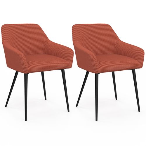 Lot De 2 Chaises De Salle à Manger, Fauteuils De Table Jany En Velours Côtelé Terracotta