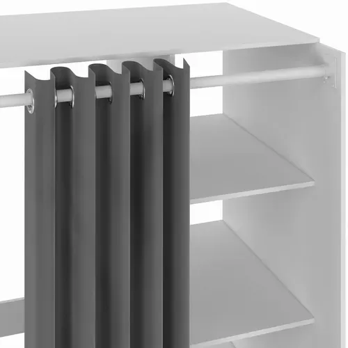 Meuble De Buanderie Double Machine à Laver Avec Rideau Coulissant Gris Wallis Blanc