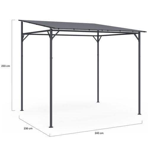 Pergola Adossée 4 Pieds 2,3 X 2,4 M Tonnelle De Jardin En Acier Avec Toile Gris Anthracite