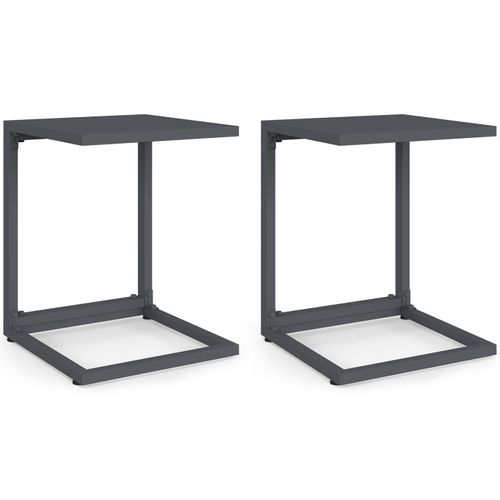 Lot De 2 Tables D'appoint De Jardin Pour Transat Et Bain De Soleil Palma Gris Anthracite