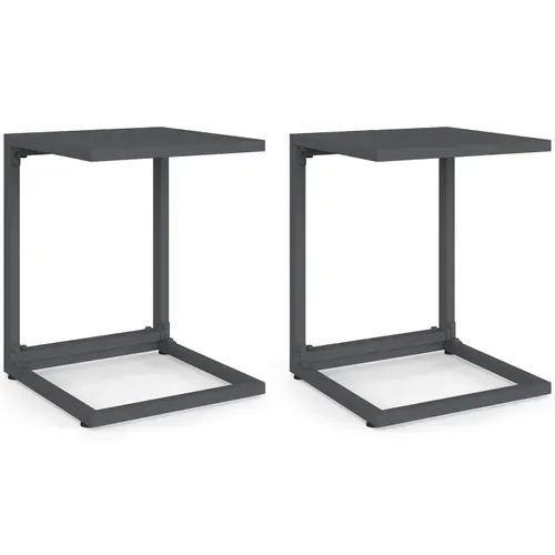 Lot De 2 Tables D'appoint De Jardin Pour Transat Et Bain De Soleil Palma Gris Anthracite