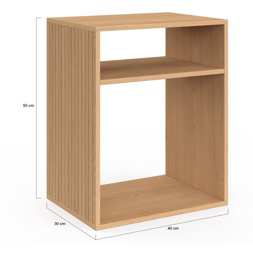 Lot De 2 Tables De Chevet Nora Avec Rangements Ouverts Effet Lattes Et Bois