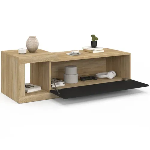 Table Basse Extensible Rectangulaire Raphael 100-130 Cm 1 Porte Bois Et Noir