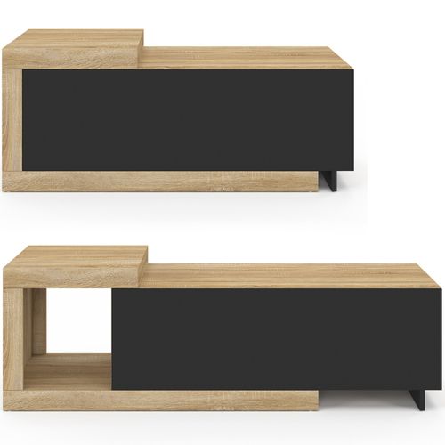 Table Basse Extensible Rectangulaire Raphael 100-130 Cm 1 Porte Bois Et Noir