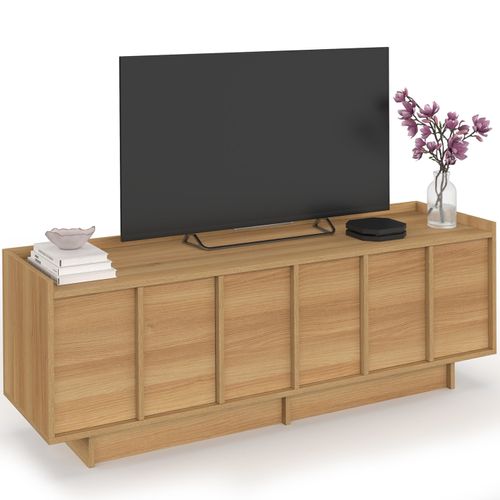 Meuble TV 140 Cm Rosie 3 Portes Façon Hêtre Design Minimaliste