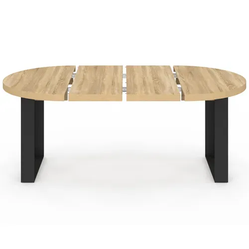 Table à Manger Extensible Ronde Phoenix 4-10 Personnes Bois Et Noir 110-200 Cm