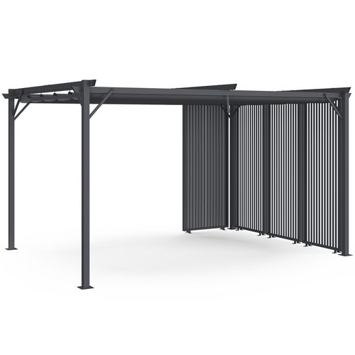 Pergola édition Collector Persiennes Verticales Toit Rétractable 3x4 M 4 Pans Modulables Gris