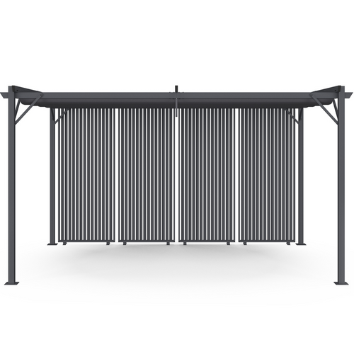 Pergola édition Collector Persiennes Verticales Toit Rétractable 3x4 M 4 Pans Modulables Gris