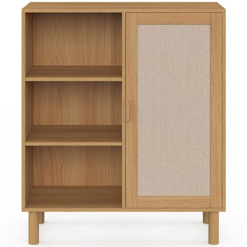 Buffet 3 Étagères Et Placard 70 Cm Robin Bois Et Effet Lin