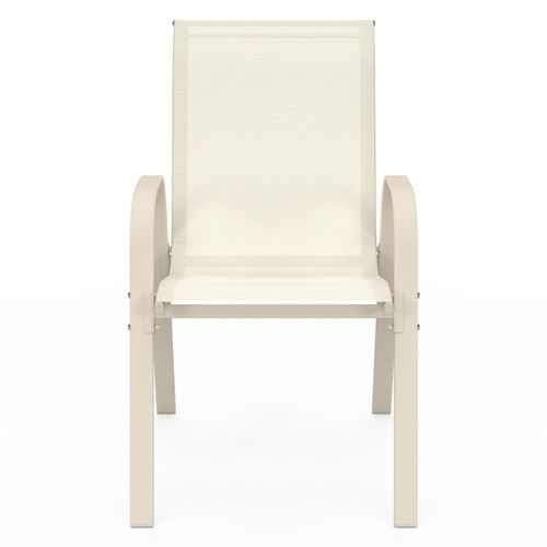 Lot De 6 Chaises De Jardin Lyma Métal Et Textilène Empilables Beige