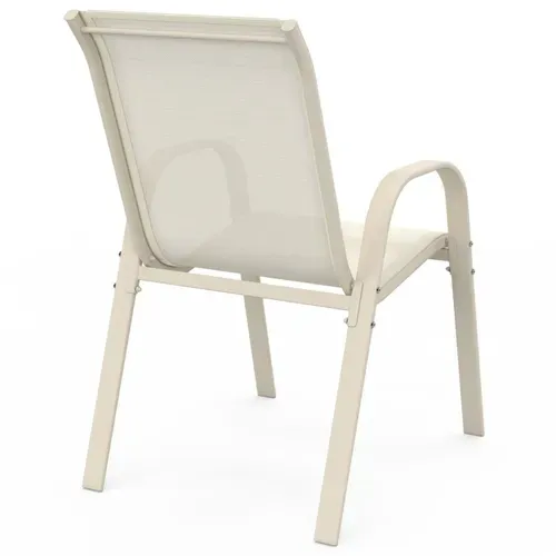 Lot De 6 Chaises De Jardin Lyma Métal Et Textilène Empilables Beige