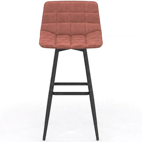 Lot De 4 Tabourets De Bar Mady En Velours Mix Color Gris Foncé, Terracotta X2, Beige