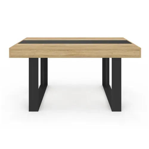Ensemble Table à Manger Rectangle Phoenix Bois Et Noir Bande Centrale Noire 160 Cm Et 6 Chaises Roma