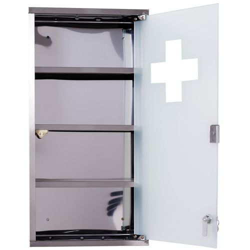 Armoire à Pharmacie 3 étagères  Acier Inox. Brossé