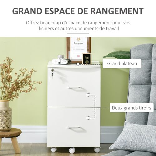 Caisson De Bureau 2 Tiroirs Verrouillables Panneaux Mdf