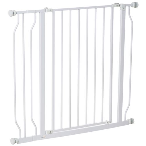 Barrière De Sécurité Animaux Réglable Avec Porte Acier Blanc